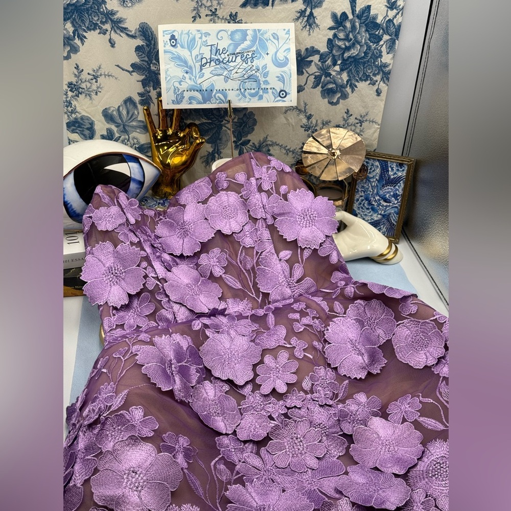 🆕 BRONX & BANCO 🧿 NWOT Jasmine Maraya Lilac Mini Dress - Sz L US 8 - Picture 15 of 17